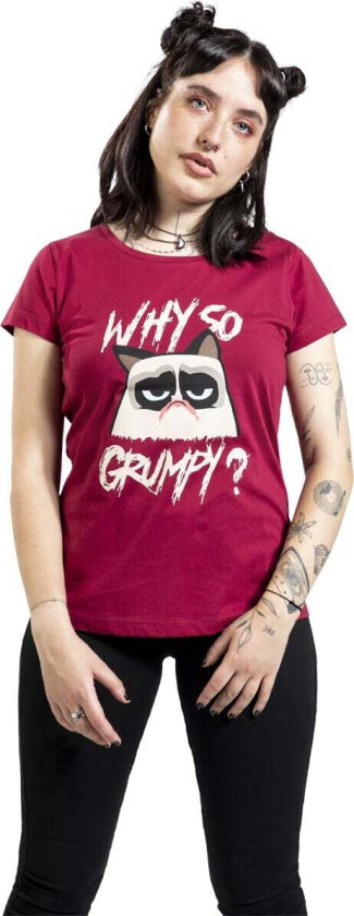 T-skjorte - Why so grumpy? - S til 3XL - Damer - burgunder