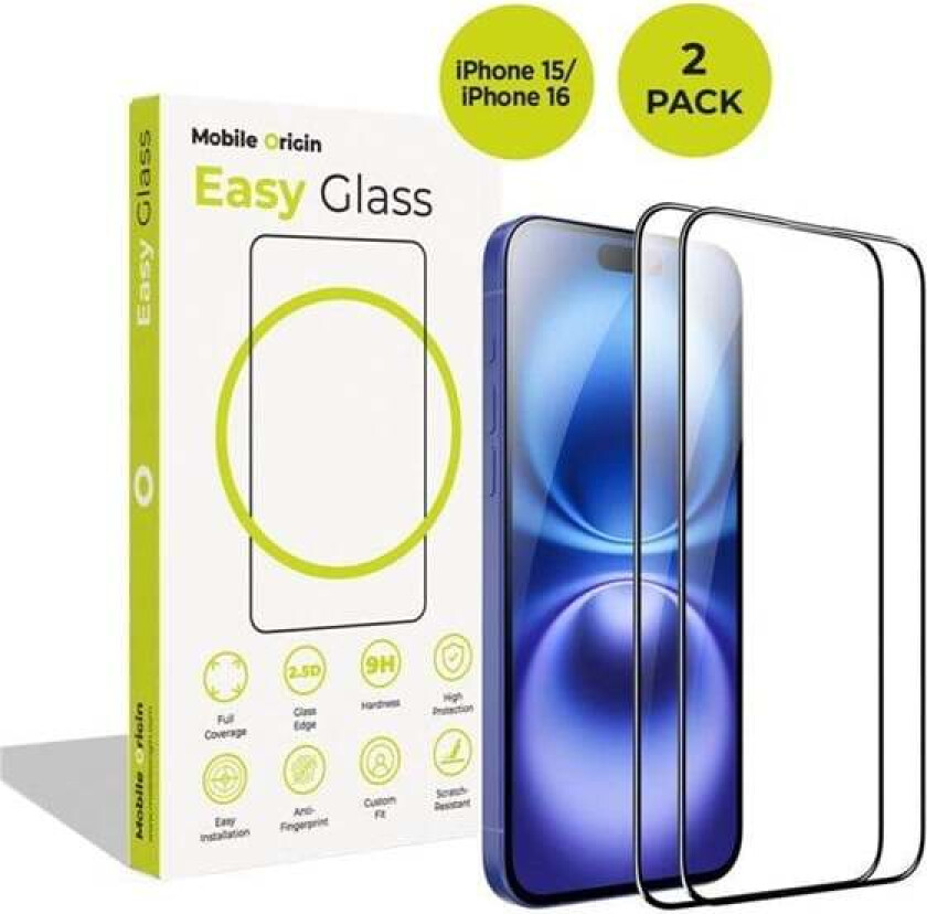 EasyGlass iPhone 15/iPhone 16 2 pack