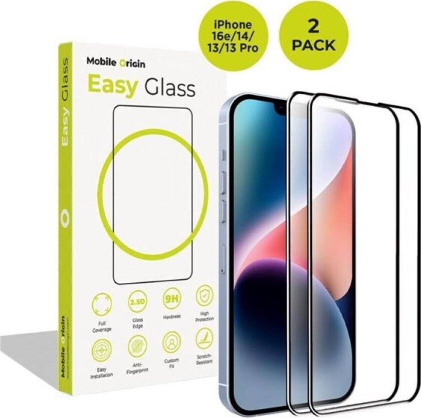 EasyGlass iPhone 16e/14/13/13 Pro 2 pack