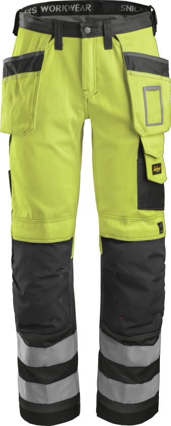 High-vis arbeidsbukse med hylsterlommer, klasse 2