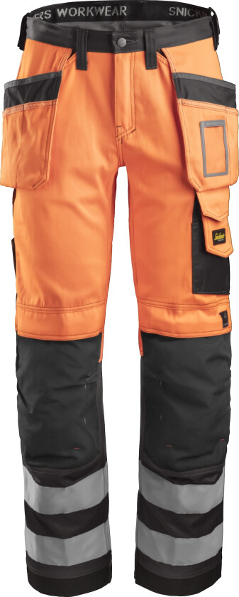 High-vis arbeidsbukse med hylsterlommer, klasse 2
