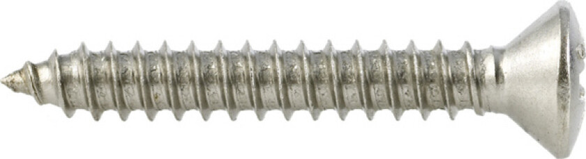 PLATESKRUE LINSE A4 PZ3 6,3X25 A5 Plateskrue 6,3x25, syrefast A4 stål. Linsehode. Helgjenget. PZ3 bitsfeste. 5 st/pk.