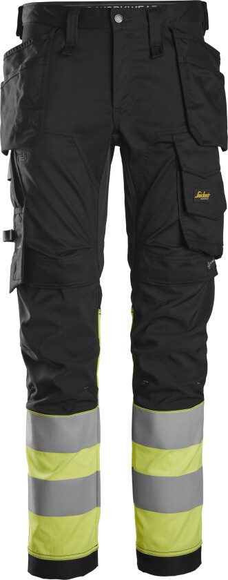 High-vis stretchbukse med hylsterlommer, klasse 1