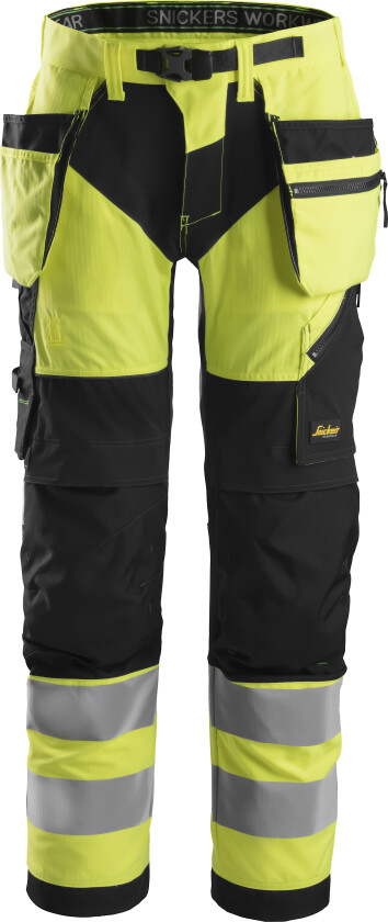 High-vis arbeidsbukse med hylsterlommer, klasse 2