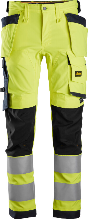Allroundwork, high-vis stretchbukse med hylsterlommer, klasse 2