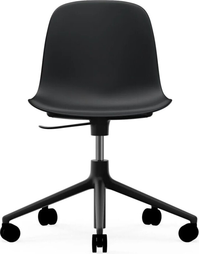 Form chair, dreibar stol, 5W kontorstol sort, sort aluminium, hjul