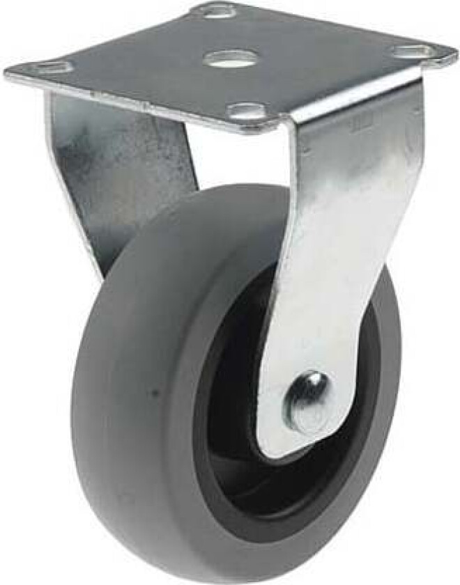 Møbelhjul fast grå gummi 75mm