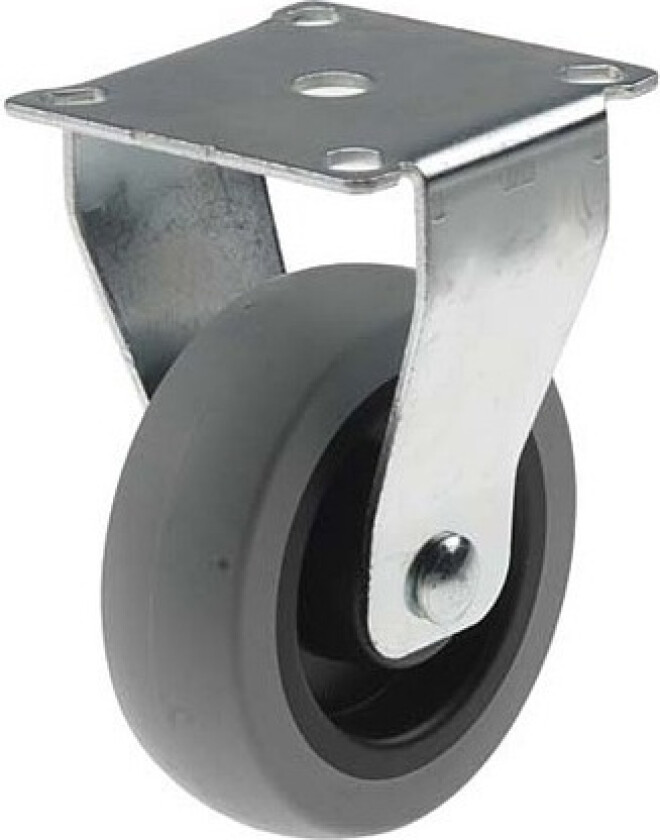 Møbelhjul fast grå gummi 100mm