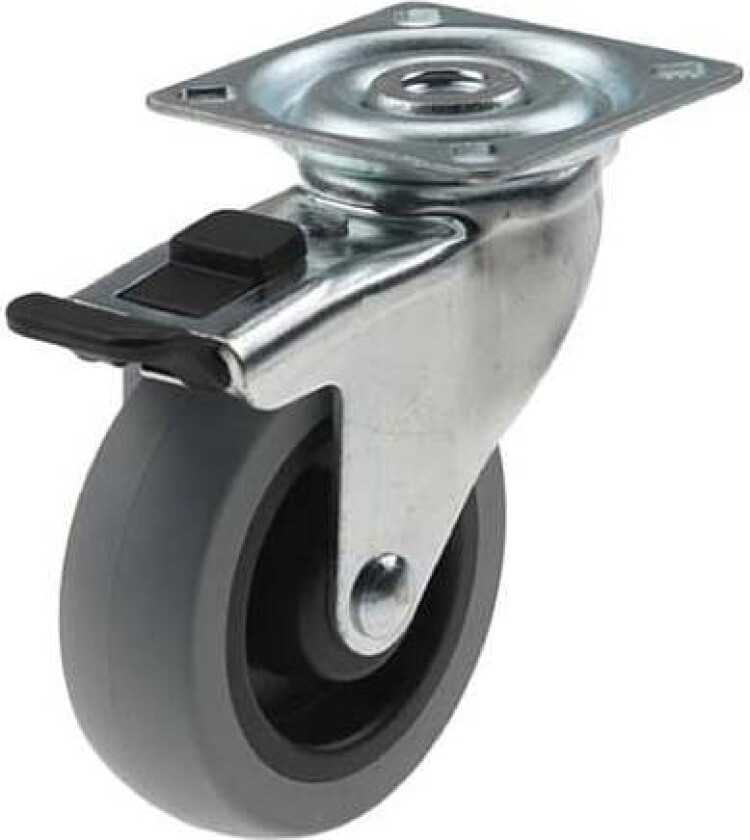 Møbelhjul med brems grå 100mm