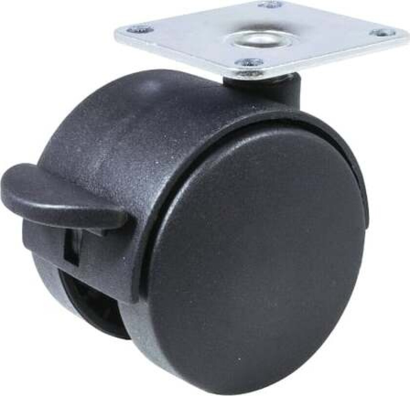 Møbeltrinse m brems svart 50mm