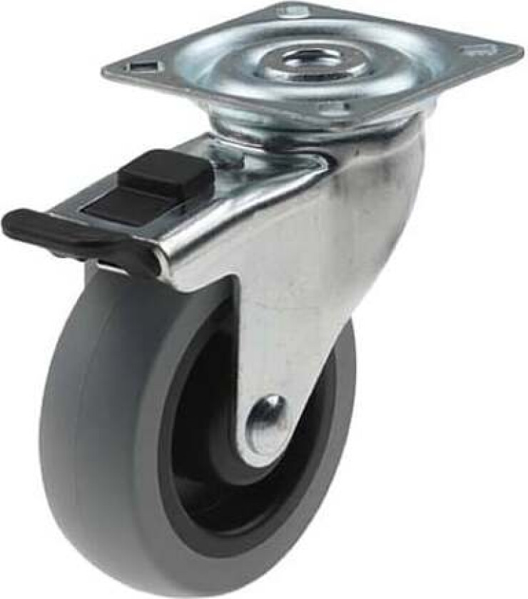 Møbelhjul med brems grå 75mm