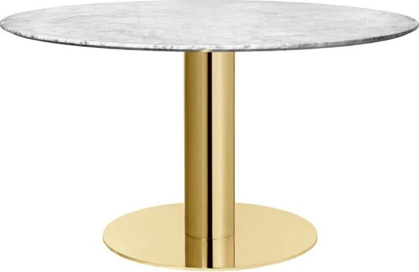 2.0 spisebord marble white, Ø 130, messingstativ