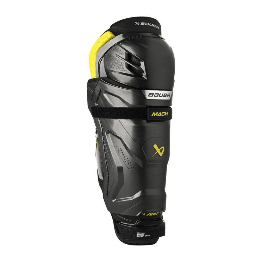 bauer S23 Supreme Mach Shin Guard 23/24, leggskinn til hockey, intermediate BLACK