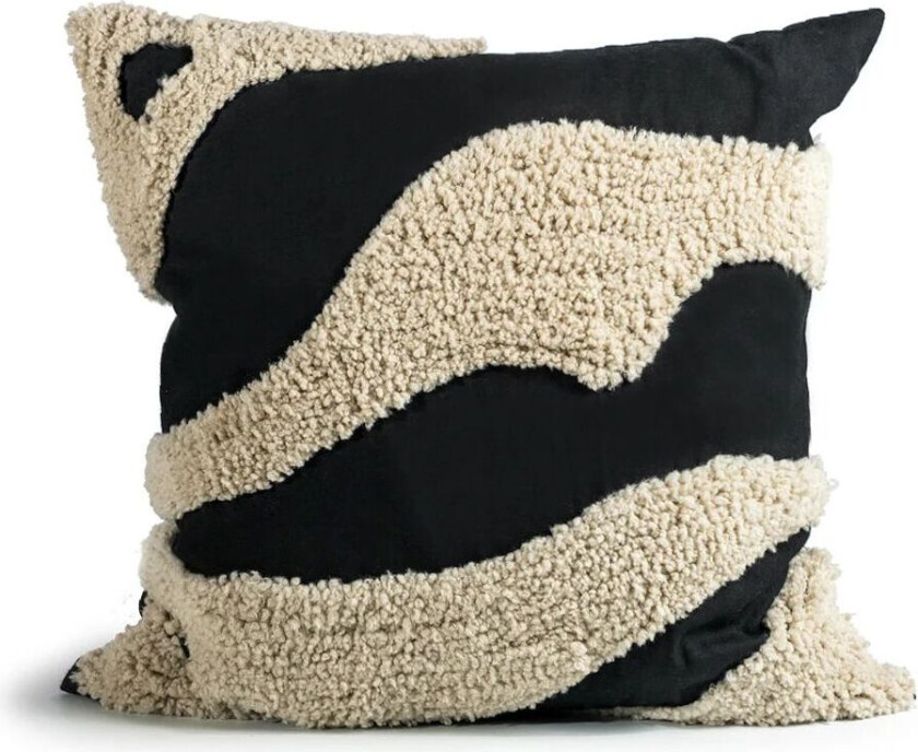 Fluffy pute 50 x 50 cm Black-beige