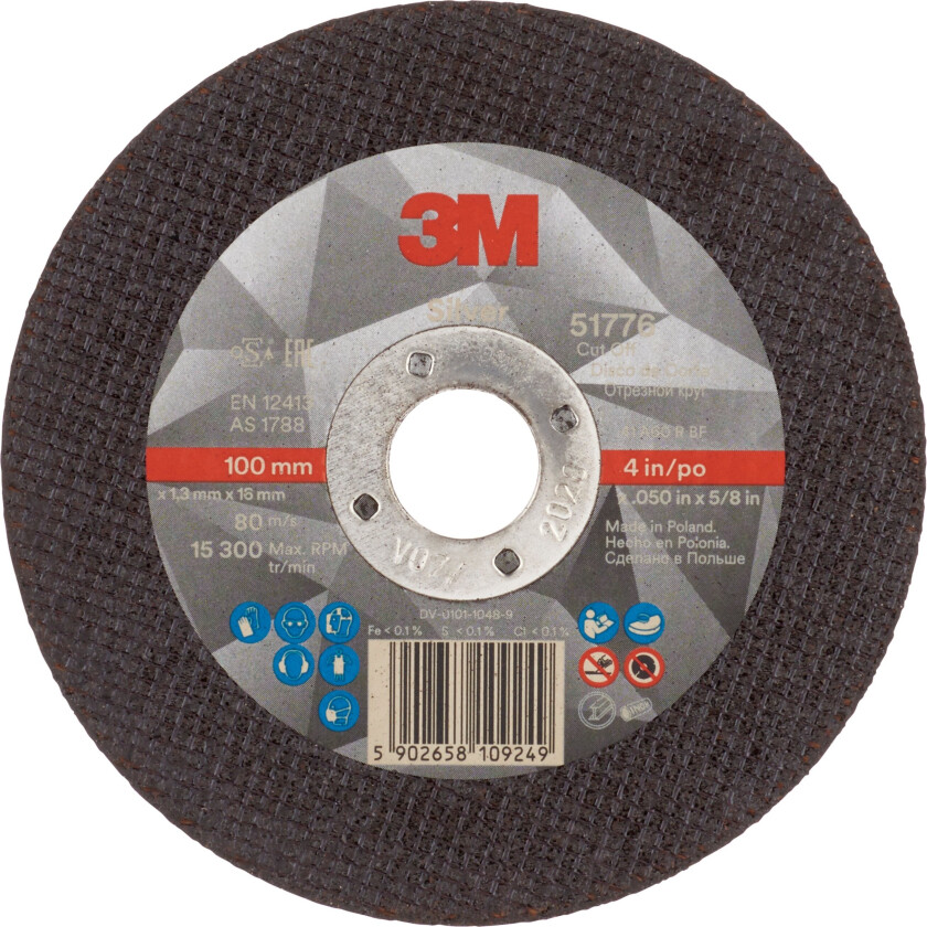 3m™ silver kappeskive, t41, 100 mm x 1.3 mm x 16 mm