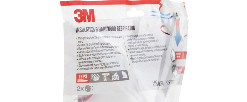 3m™ støvmaske til isolering og harde tresorter 8833c2, ffp3, ventilert, 2/pk
