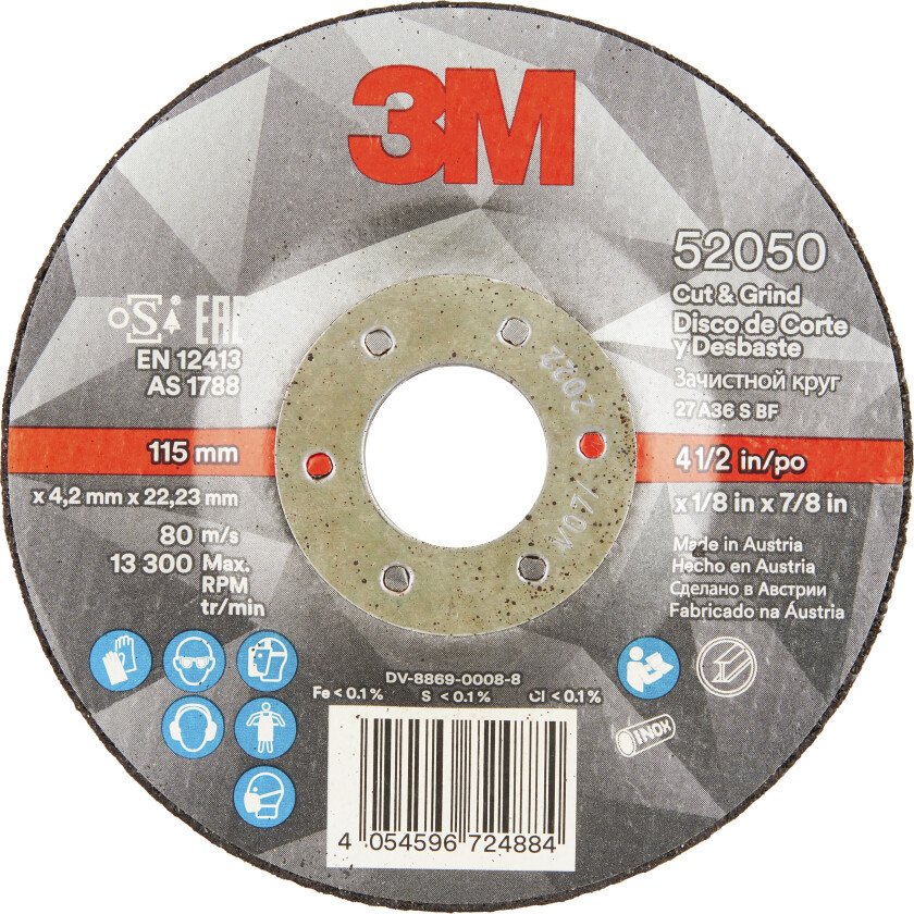 3m™ kappe- og slipeskive t27, 115 mm x 4.2 mm x 22.23 mm