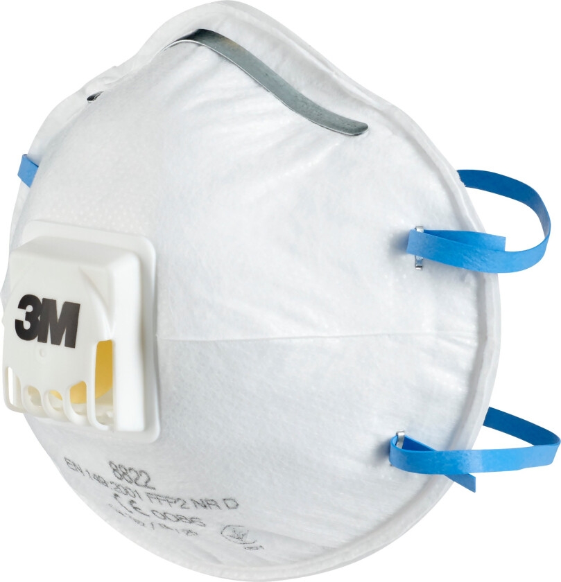 3m™ støvmaske til manuell sliping og maskinsliping 8822, ffp2, ventilert, 5/pk