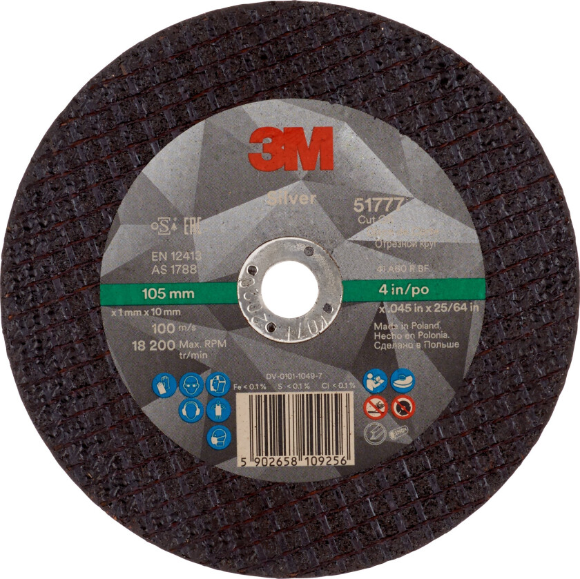 3m™ silver kappeskive, t41, 105 mm x 1 mm x 10 mm