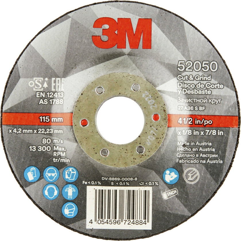 3m™ kappe- og slipeskive, t27, 100 mm x 4.2 mm x 16 mm