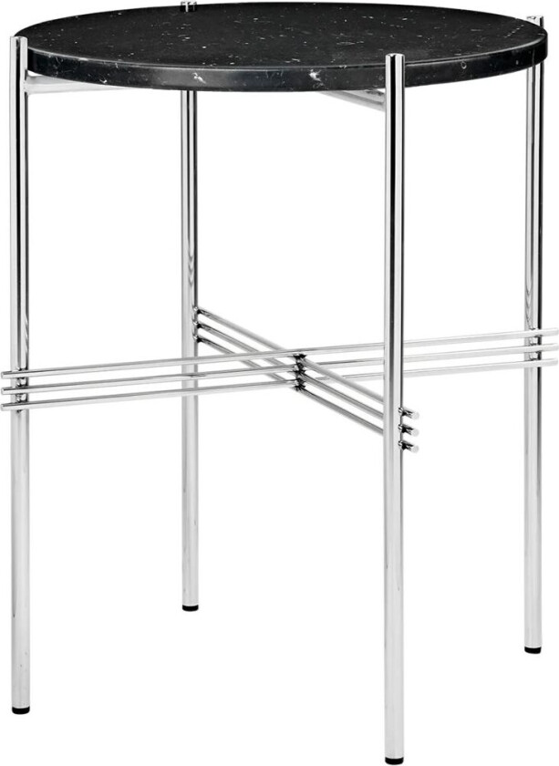 TS salongbord polert stål Ø 40 Black marquina marble