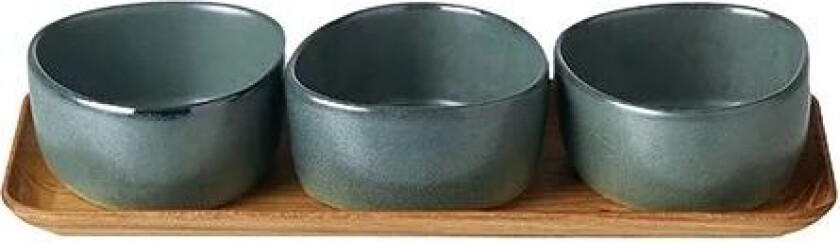 Aida Raw Organic skålsett med trebrett Northern Green