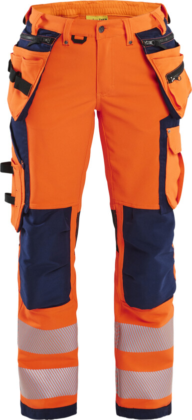 Varselbukse 4-veisstretch dame orange/marineblå