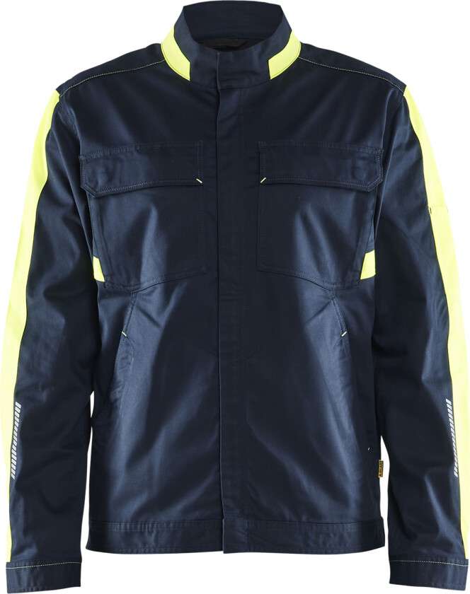 Industrijakke stretch marineblå / hivis gul