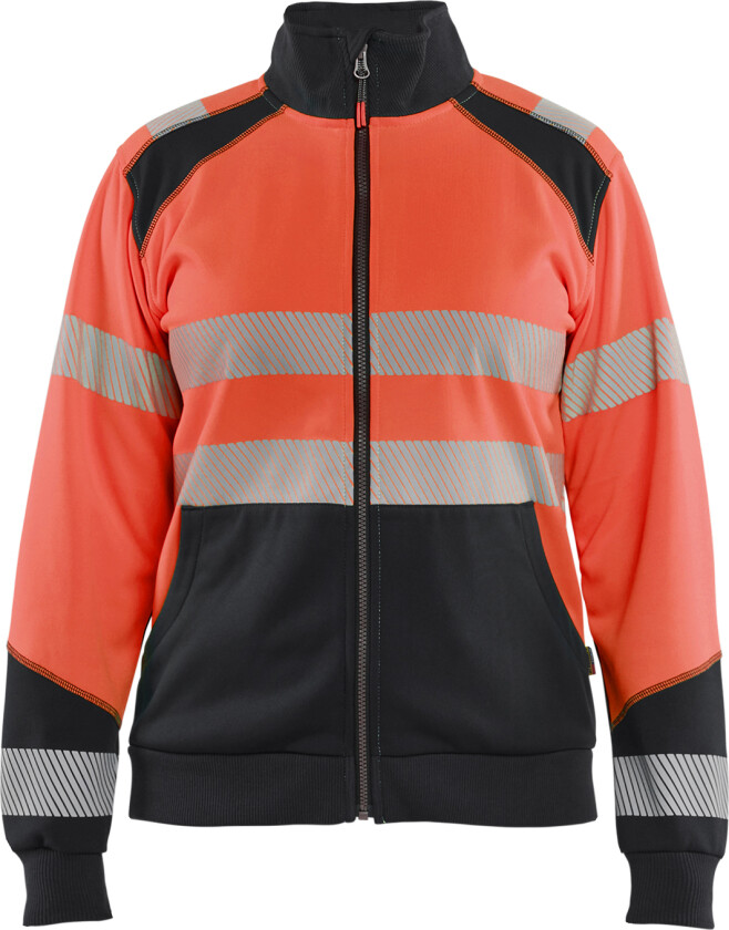 Hi-vis sweatshirt full-zip women svart/gul
