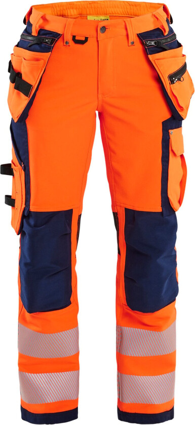 Varselbukse 4-veisstretch dame orange/marineblå