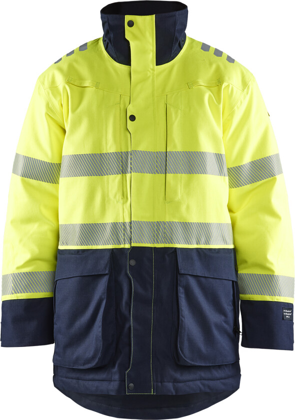Multinorm winterparka gul/marineblå