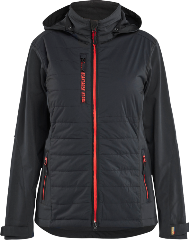 Hybridjakke – Slitesterk og Varm ( 811519271, Svart/Rød, Dame, 1 Stykk, størrelse- 3XL)