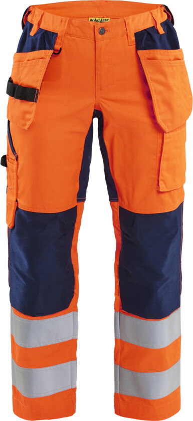 Varselbukse med stretch dame orange/marineblå