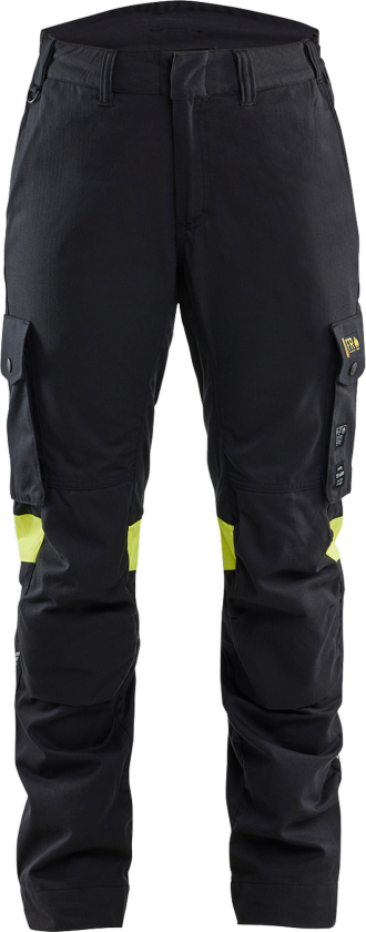 Arbeidsbukser – Flammehemmende, Vannavvisende ( 811521531, Svart/Gul, Dame, 1 Stykk, størrelse- D19)