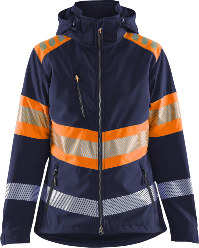 Softshelljakke – Vann- og vindtett ( 811516622, Marine/Oransje, Dame, 1 Stykk, størrelse- M)