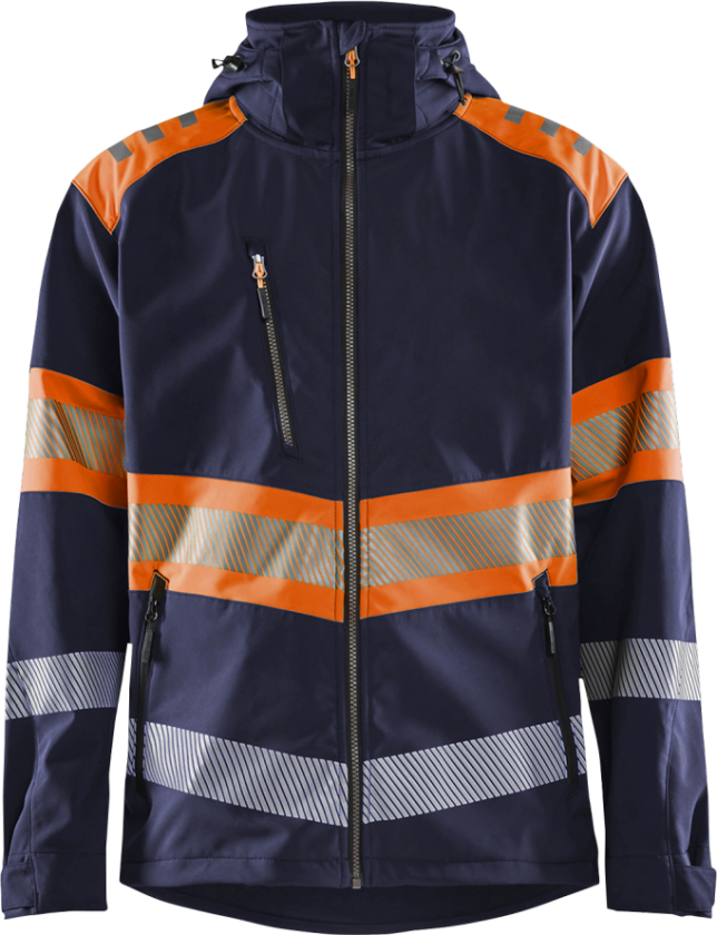 Softshelljakke – Vanntett, Høy Synlighet ( 811517464, Marine/Oransje, 1 Stykk, størrelse-4XL )