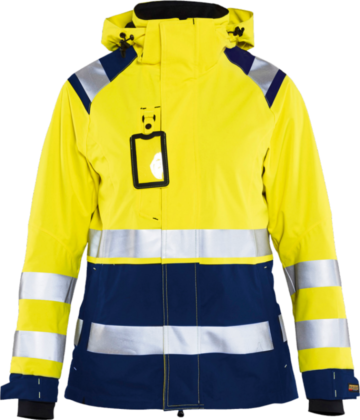Skalljakke – Vind- og vanntett, høy synlighet ( 811499643, Gul/Marine, Dame, 1 Stykk, størrelse- XS)
