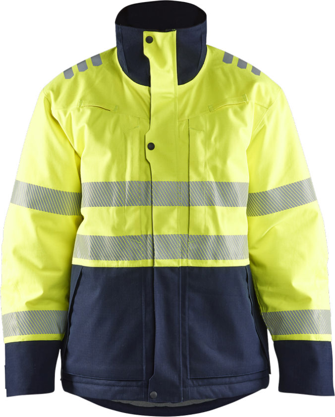 Vinterjakke – Flammehemmende, Varm ( 811516959, Gul/Marine, 1 Stykk, størrelse-L )