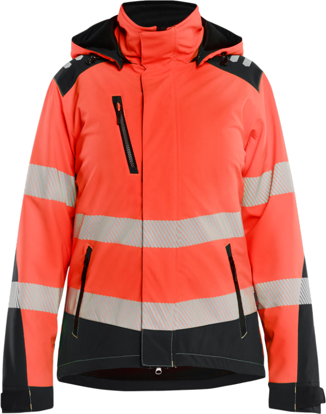 Jakke – Vanntett, Høy Synlighet ( 811518967, Rød/Svart, Dame, 1 Stykk, størrelse- L)