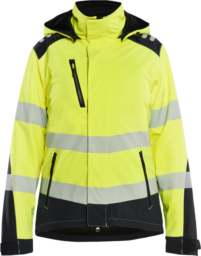 Jakke – Vanntett, Høy Synlighet ( 811518952, Gul/Svart, Dame, 1 Stykk, størrelse- M)