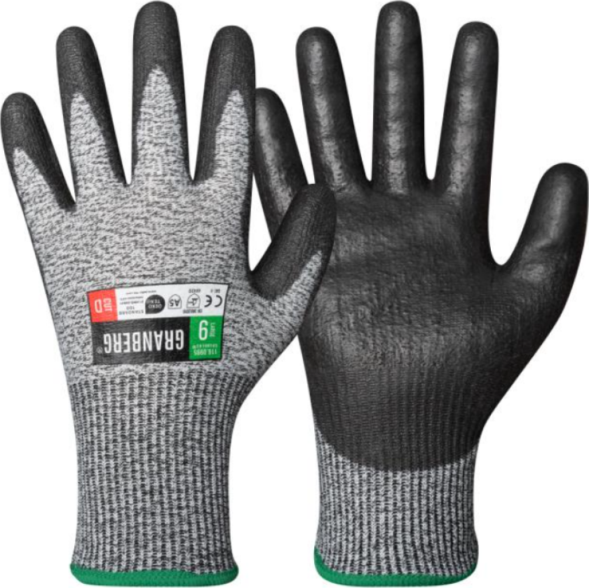 Cut Resistant Hansker – Høy slitestyrke, god berøringsfølsomhet (116.0995, Svart/grå, 12 Par, størrelse-6)