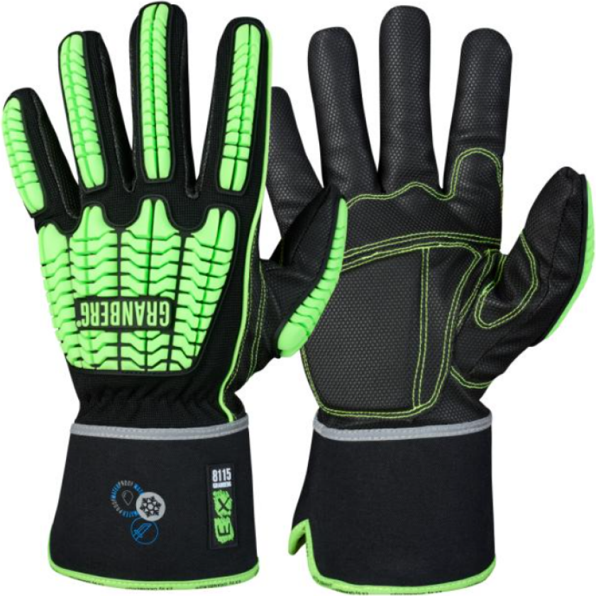 8115 Vinterhansker – Kutt- og Støtsikker Beskyttelse (115.8115, Svart/grønn, 6 Par, størrelse-6)