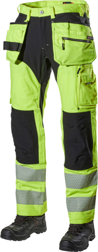 Advarselsbukse – Høy synlighet, 4-veis stretch, komfortabel passform (800053051, Gul/Svart, 1 Stykk, størrelse-D84)
