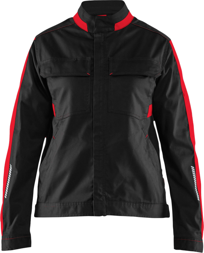 Jakke – Ripefri, Komfortabel Stretch ( 811519097, Svart/Rød, Dame, 1 Stykk, størrelse- L)