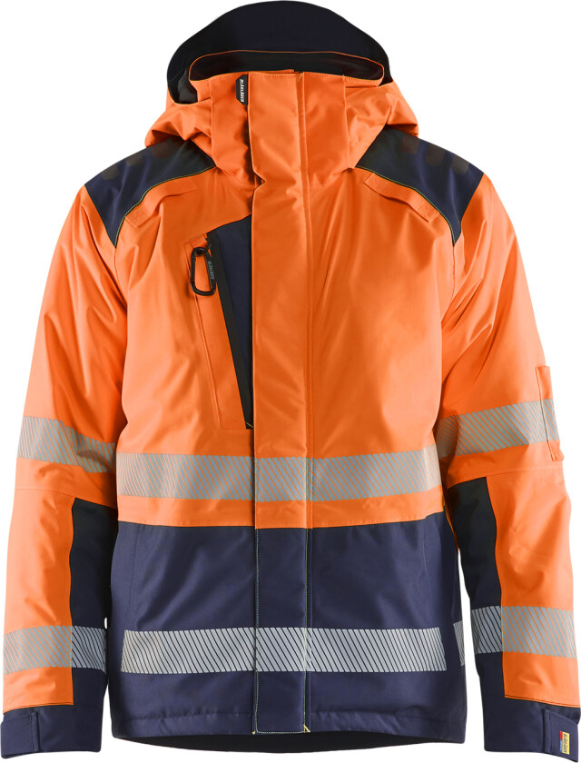 Hi-vis winter jacket orange/marineblå