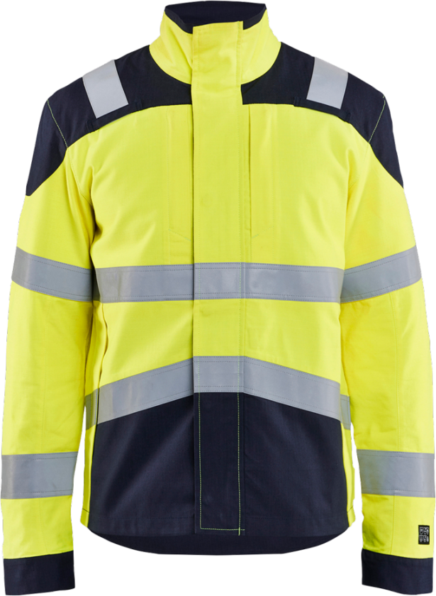 Industrijakke – Høy synlighet, flammehemmende ( 811519060, Gul/Marine, 1 Stykk, størrelse-M )