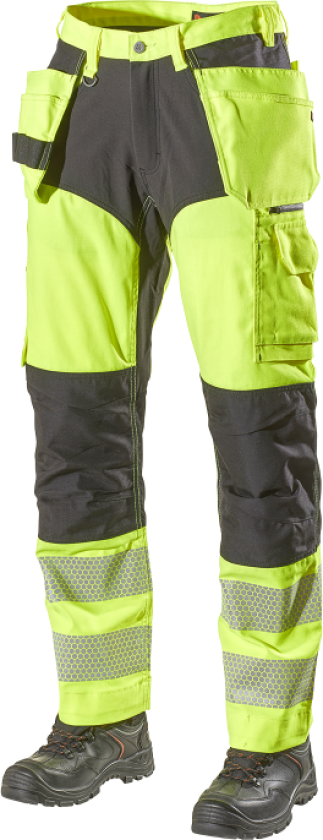 Arbeidsbukse – Hi-Vis, Slitesterk (800053325, Gul/Svart, 1 Stykk, størrelse-D104)