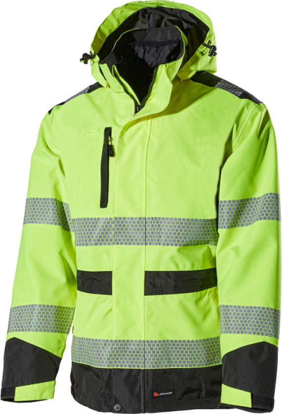 Tre-i-ett-Jakke – Vann- og vindtett, høy synlighet (800053016, Gul, 1 Stykk, størrelse-3XL)