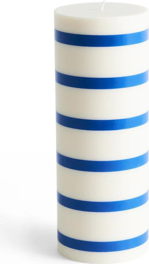 Column Candle kubbelys large 25 cm Off white-blue