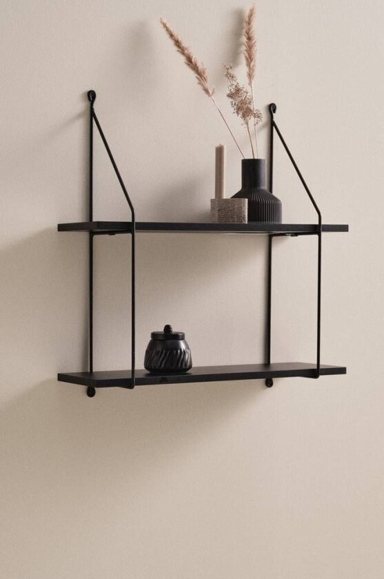 hylle - dobbel Black mdf / metall